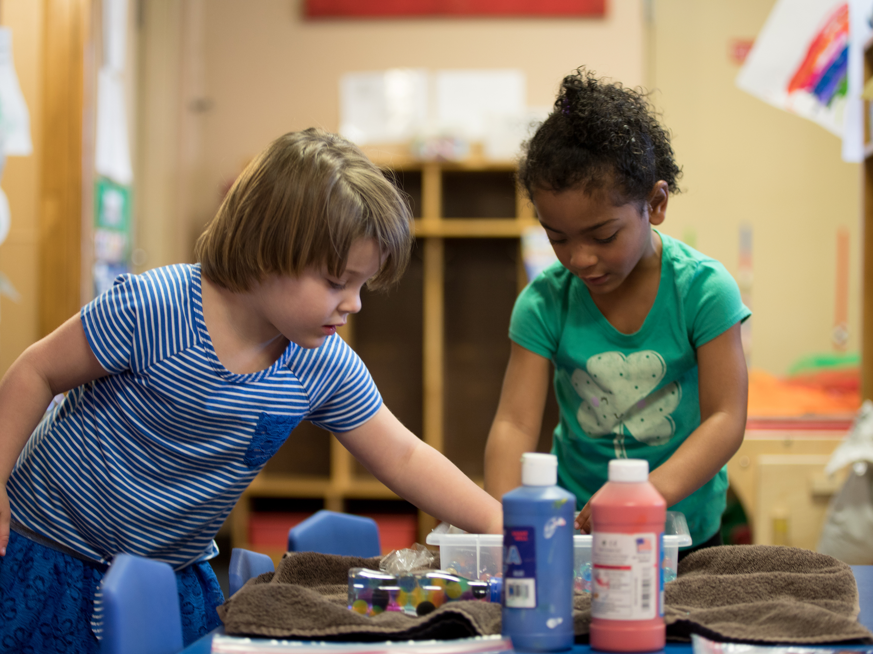 Children learning in one of the Child Development Center's educational spaces.