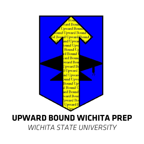 Upward Bound Wichita Prep Logo: Blue and Black Background with Yellow Arrow