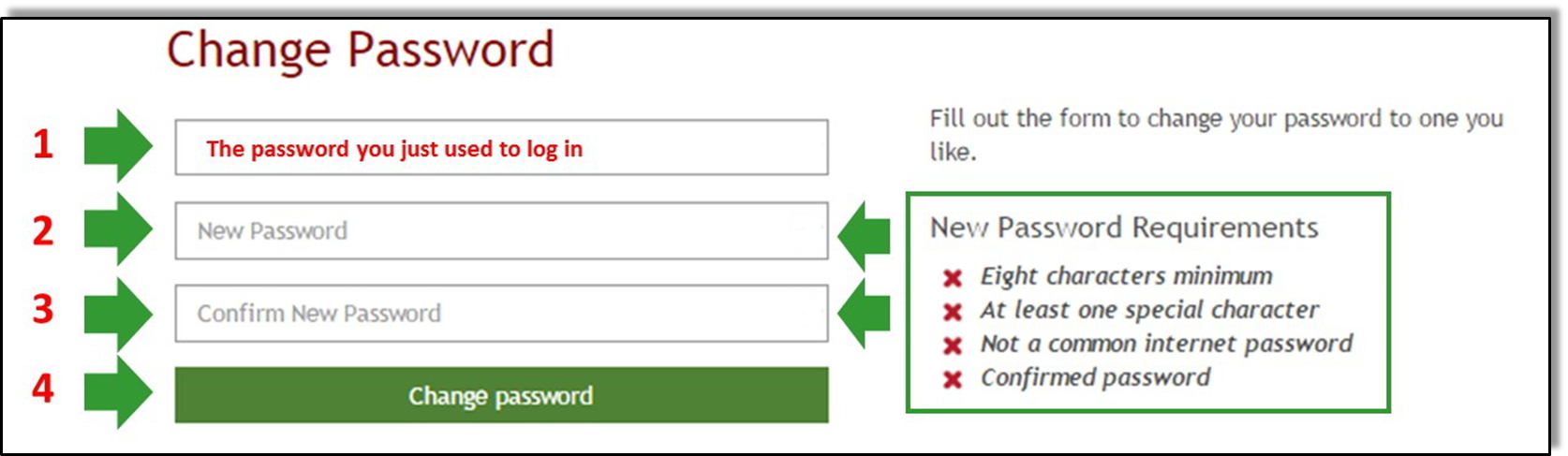 Change Password Example Picture