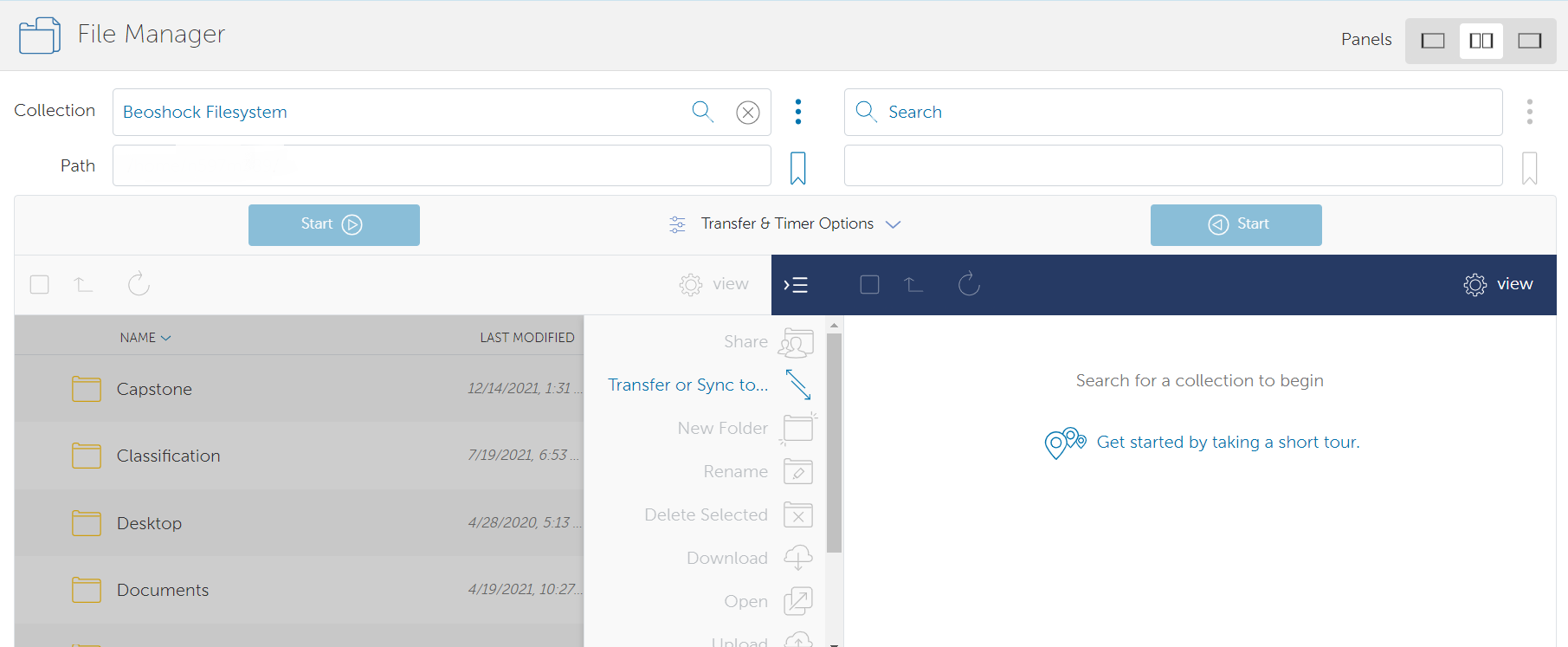 Globus file transfer page