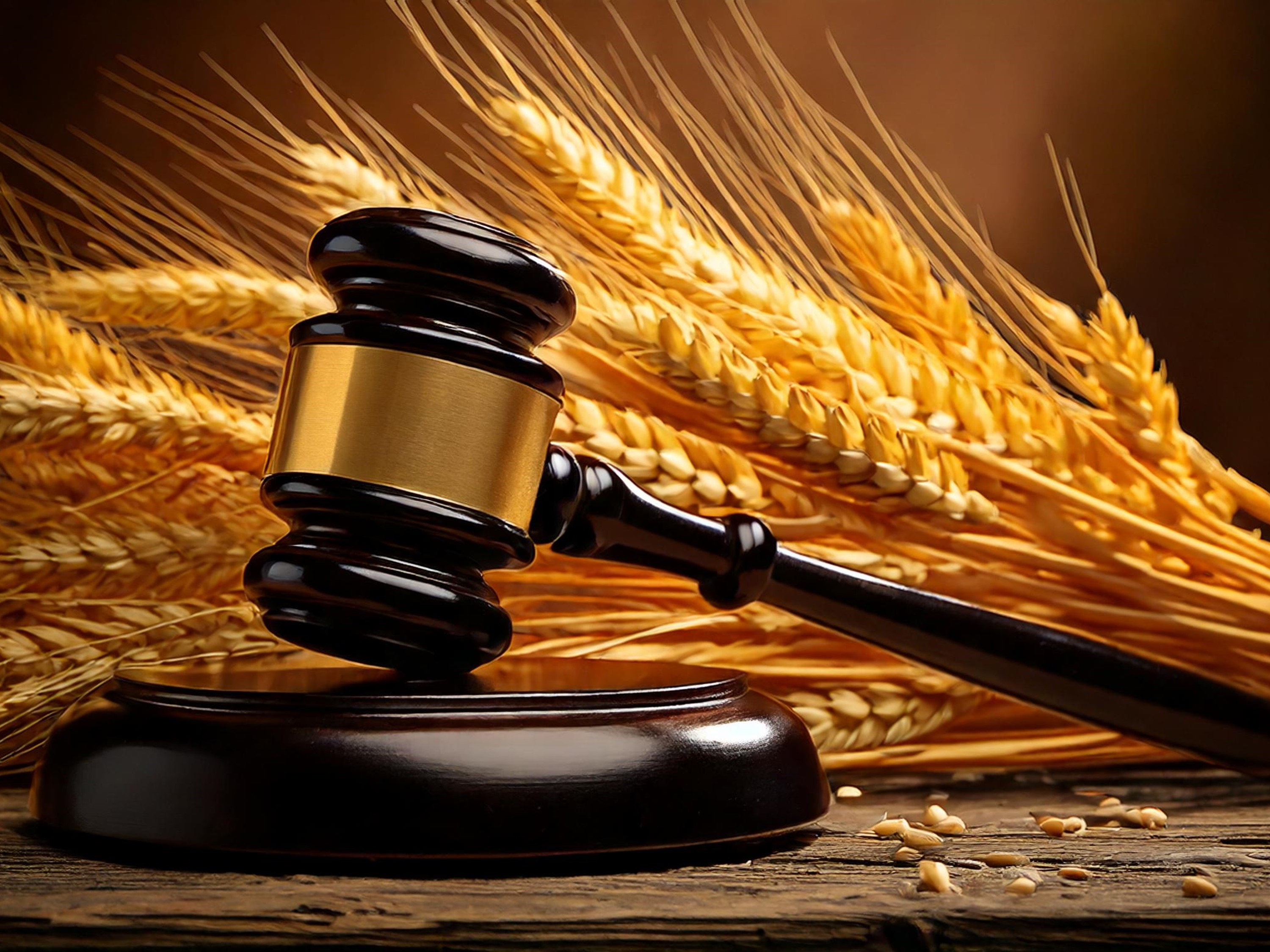 Gavel in front of wheat