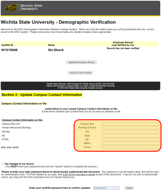 Campus Contact Information