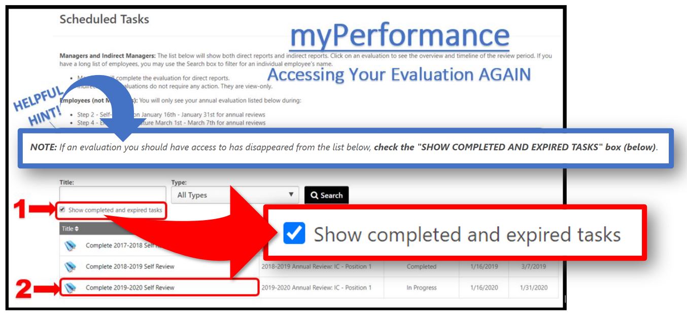 Show completed and expired tasks