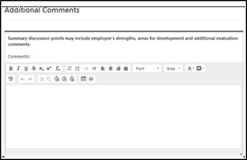 my performance page showing the additional comments text box