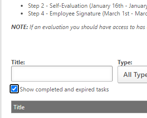 Show completed and expired tasks screenshot