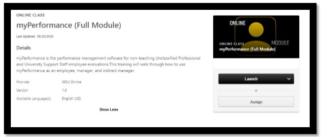 Image myTraining myPerformance Online Module