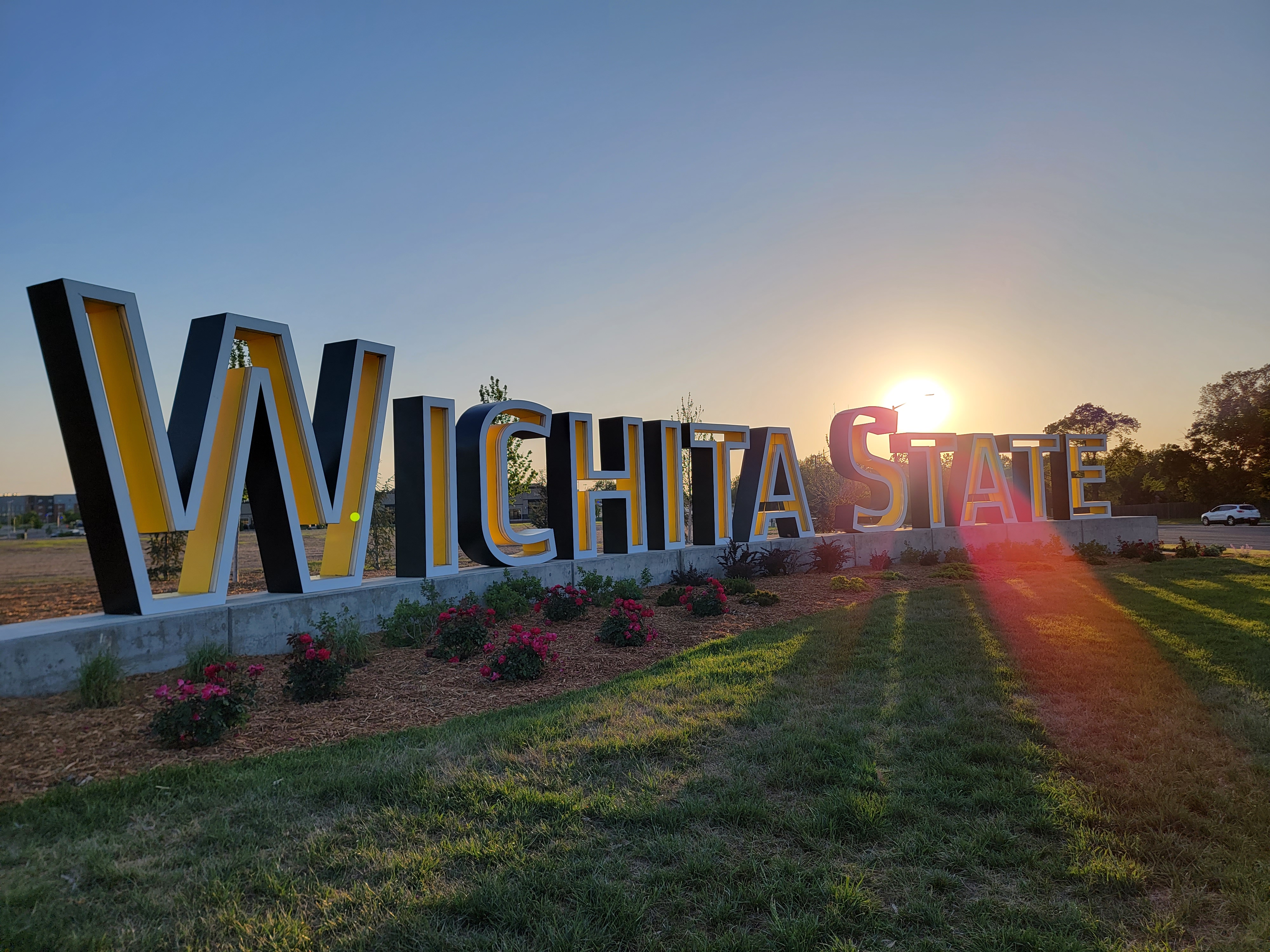 Wichita State Sign with sunset