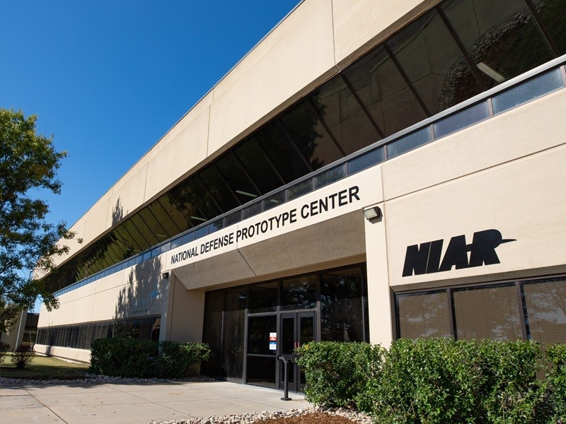 Daytime view of NIAR's National Defense Prototype Center building. 