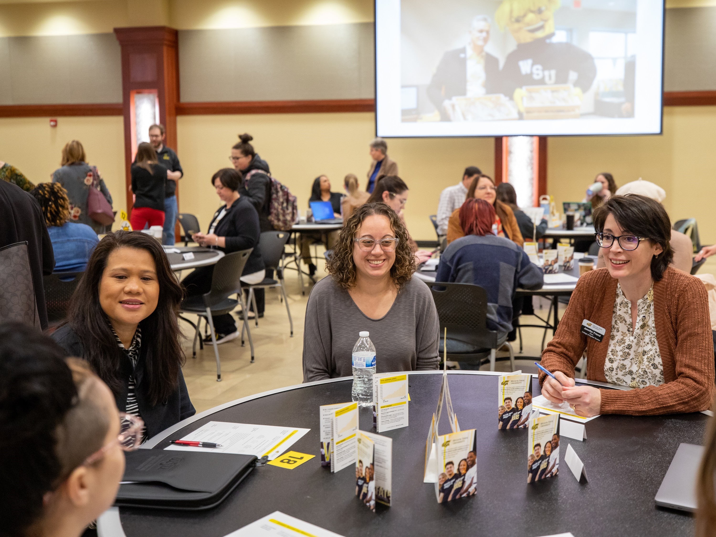 Staff at a employee town hall meeting