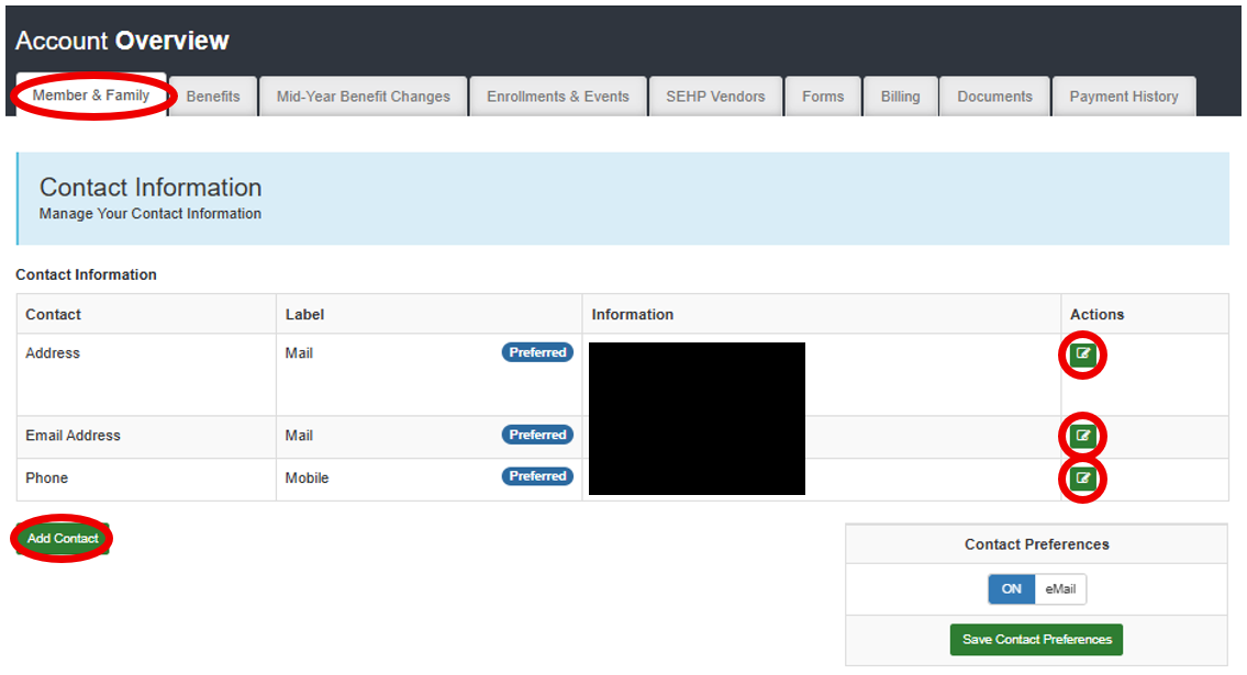 contact info of member&family image