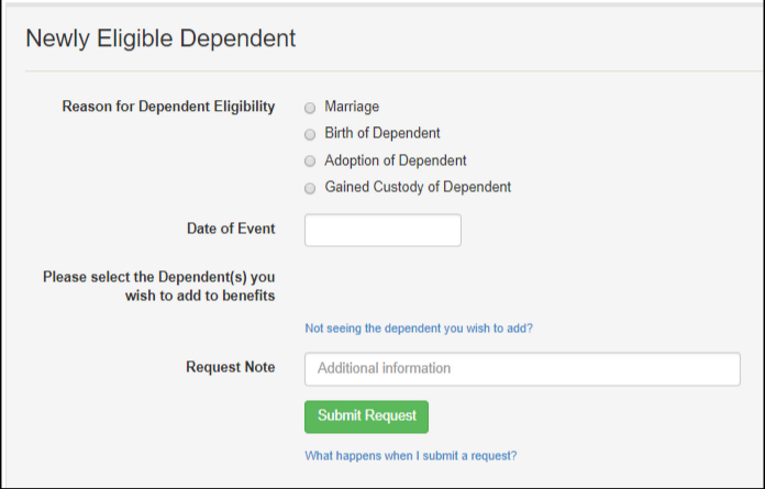 image showing to select the departments and coverage choices you wish to add, then submit the request