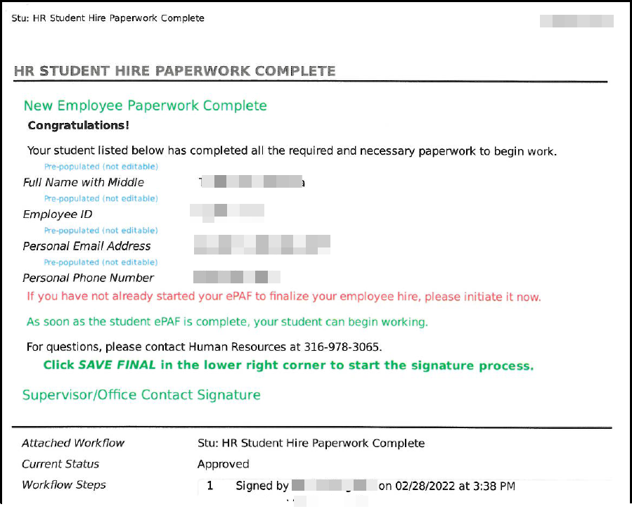 Image of HR email