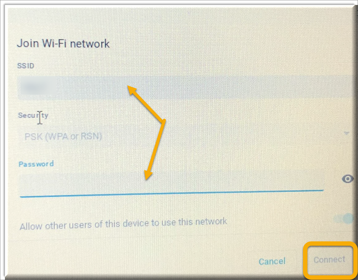 WIFI name and pasword