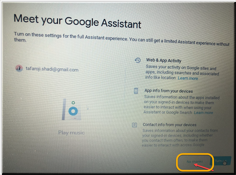 Googe Assistant Screen