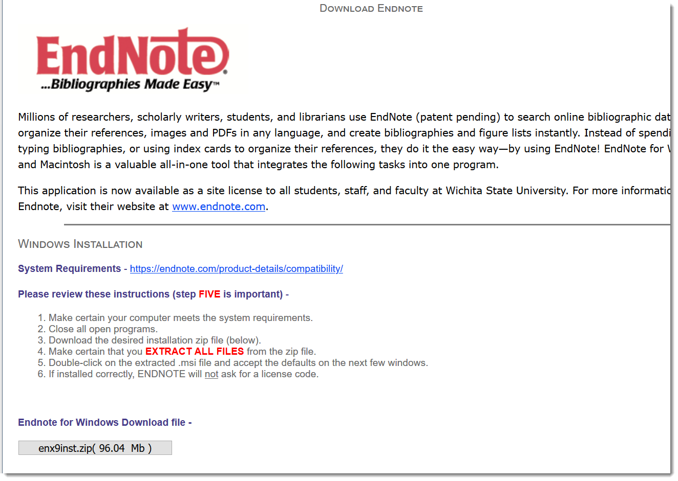 EndNote Instructions