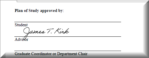 Signature in cursor