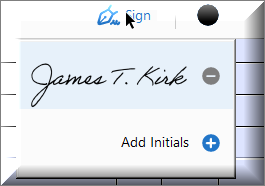Sign dropdown now contains signature
