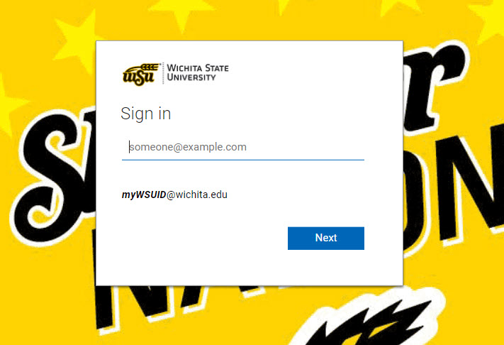 Log in screen