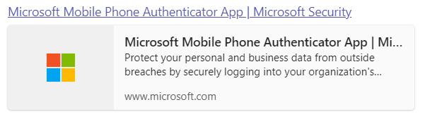 Click for link to MS Authentication Link information