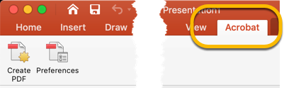 Acrobat Tab in PowerPoint