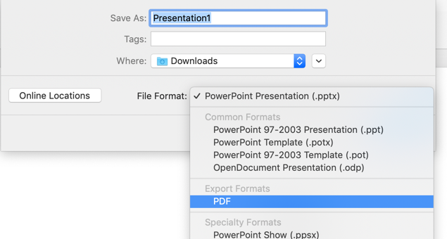 Save As options, as described above.