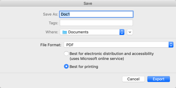 Word save as screen