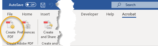 Create PDF button