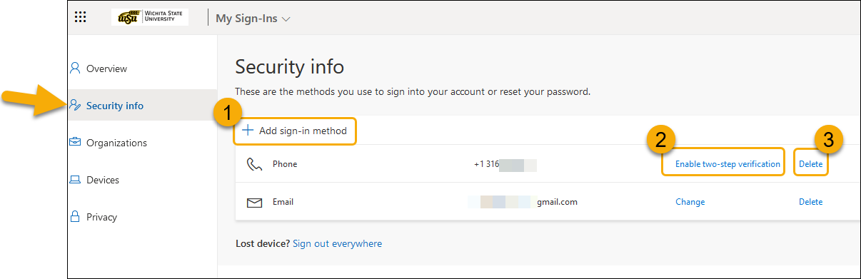 Image of security information and the steps listed below