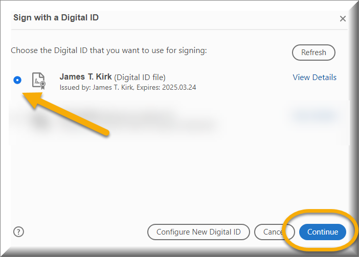 Signature selection