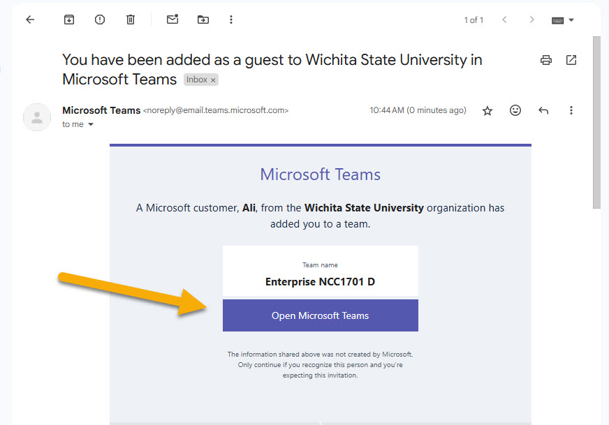 Link in email