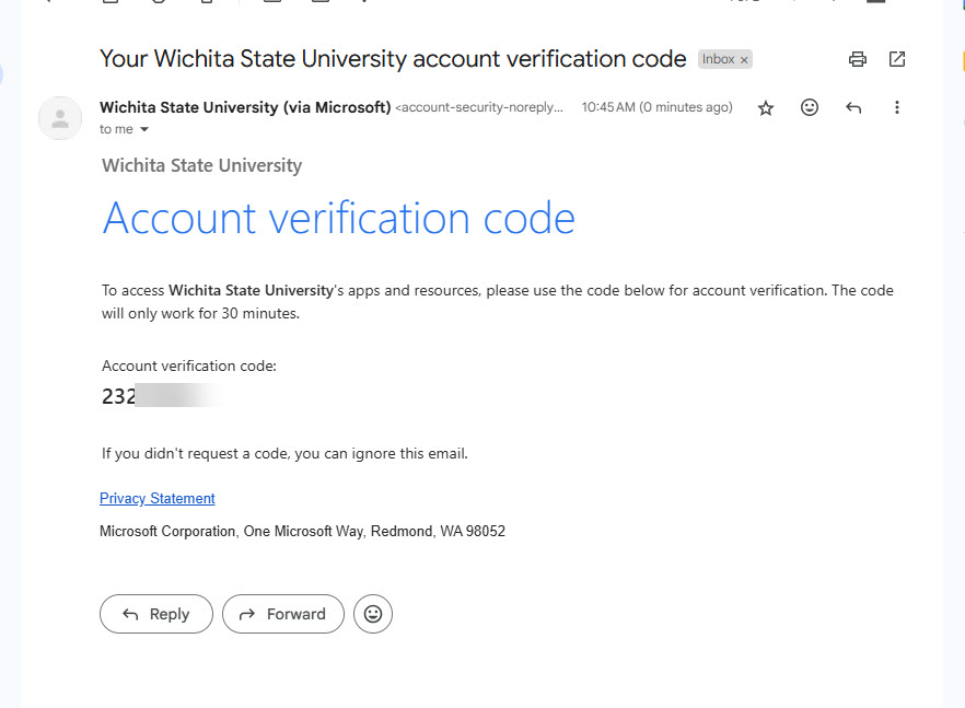 Code in email