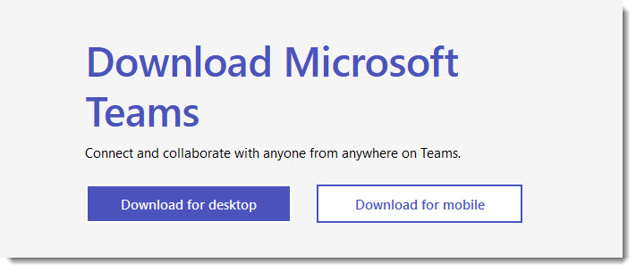 Download Microsoft Teams prompt