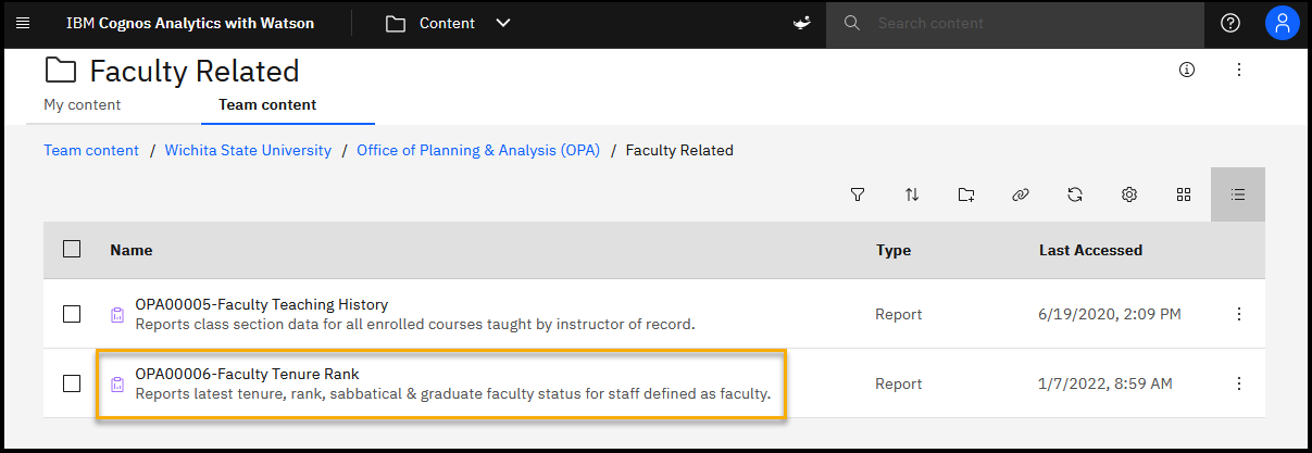 Select the report