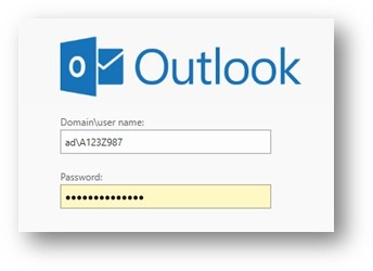 Outlook for web login, as described in text