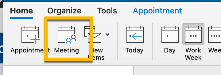 Meeting button in Outlook
