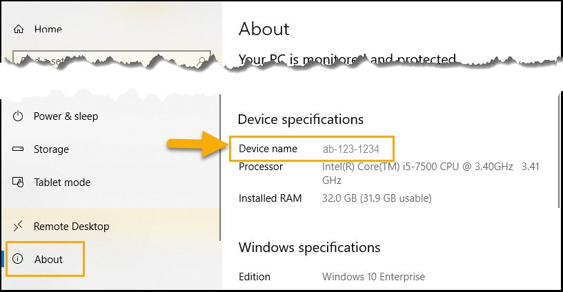 Image of Window About Device page