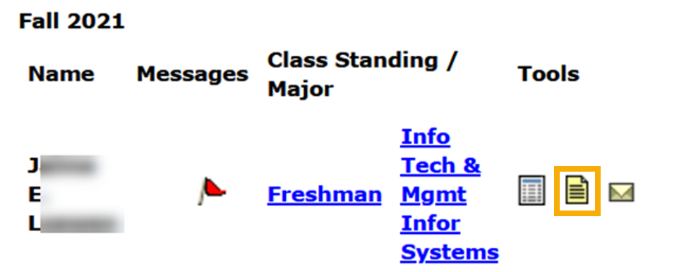 Test scores icon being highlighted in the middle of tools section