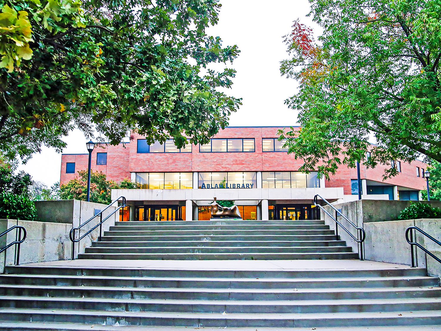 Stairs and plaza outside Ablah Library