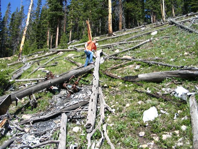 Landing gear still remains on the mountain of the crash.