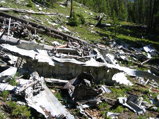 Leftover rubble from the airplane crash.