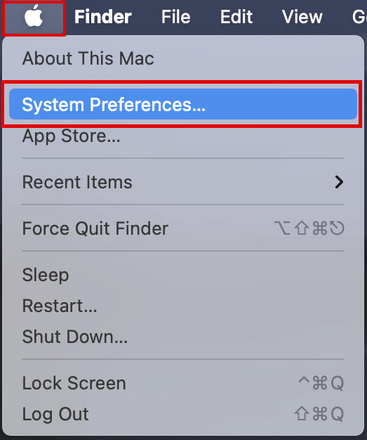 Apple system preferences menu