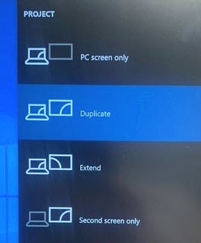 PC Display options for projecting your screen