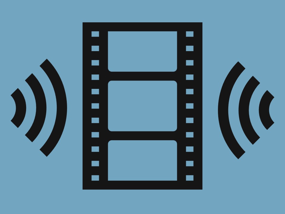 Icon of film strip and audio waves