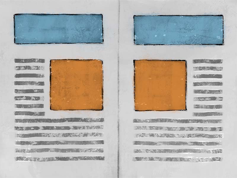illustration of two page layouts mirroring each other