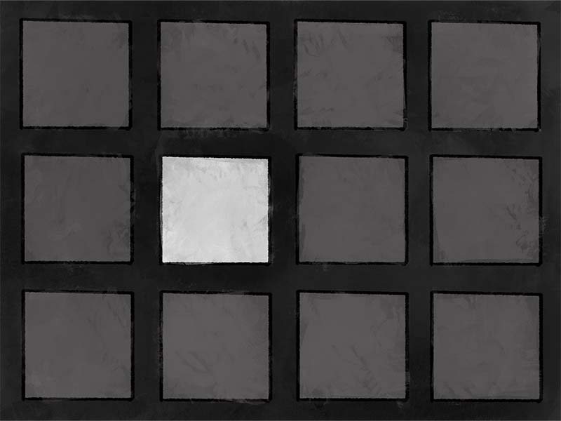 illustration of a white square on a dark background