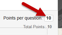 Image of adjusting points for a question set in Blackboard tests