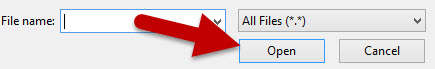 Image of the open button when importing a pool