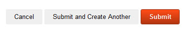 Submit, Cancel, and Submit and Create Another Question Buttons