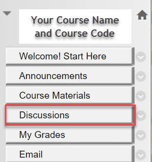 The left navigation pane showing where to find the "Discussions" tab