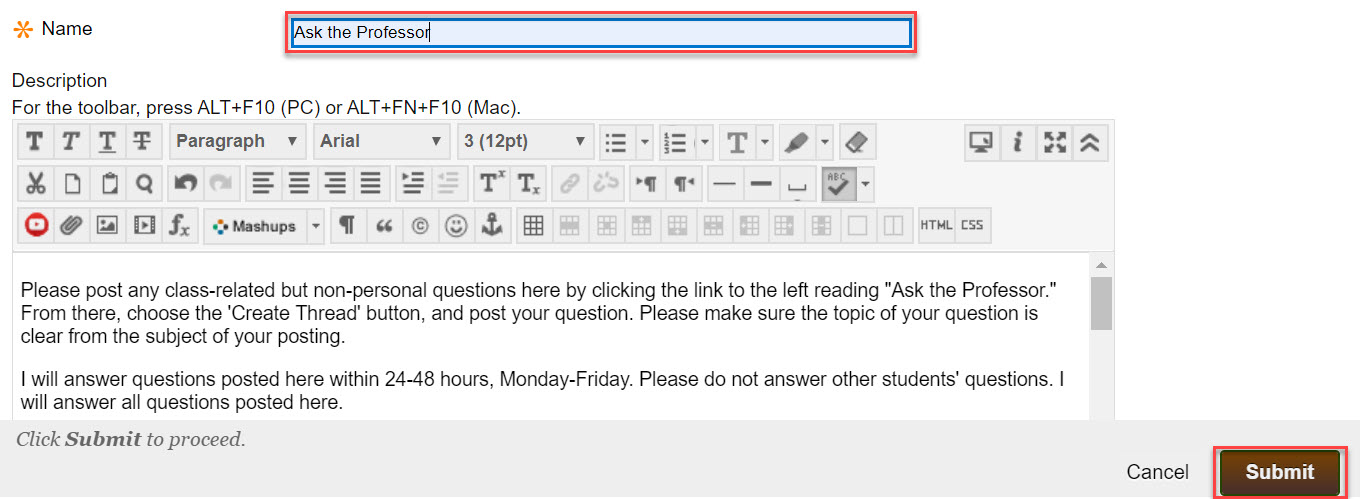 How to create a new forum and submit it